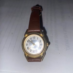 Vintage Milan, ladies, watch, brown, leather band, gold face